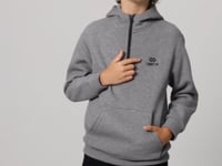 Grey Melange Cotton Thick Fleece-Lined Soft Textured Standard Fit Embroidered Boys' Sweatshirt - 11244