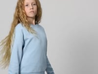Light Blue Cotton Fleece-Lined Soft Textured Oversize Embroidered Girls' Sweatshirt - 75150