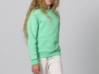 Light Green Cotton Fleece-Lined Soft Textured Oversize Embroidered Girls' Sweatshirt - 75150