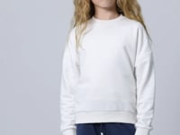 Ecru Cotton Fleece-Lined Soft Textured Oversize Embroidered Girls' Sweatshirt - 75150