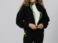 Black Thick Soft Textured Standard Fit Embroidered Fleece Girl's Sweatshirt - 75157