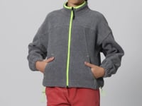 Grey Melange Thick Soft Textured Standard Fit Embroidered Fleece Girls' Sweatshirt - 75157