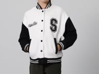 Ecru Cotton Lined Furry Soft Textured Standard Fit Embroidered Girls' College Jacket - 75163