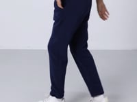 Navy Blue Thick Soft Textured Standard Fit Embroidered Fleece Boys' Tracksuit Bottom - 11219