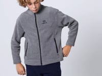 Grey Melange Thick Soft Textured Standard Fit Embroidered Fleece Boys' Sweatshirt - 11223