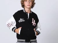 Black Cotton Thick Fleece-Lined Soft Textured Standard Fit Embroidered Boys' College Jacket - 11258