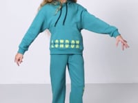 Cotton Fluffy Inside Soft Textured Oversize Printed Girls' Tracksuit Set - 75147