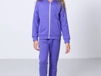 Light Blue Cotton Fleece-Lined Soft Textured Standard Fit Embroidered Girls' Tracksuit Set - 75148