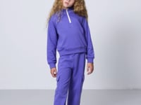 Plush Cotton Fleece-Lined Soft Textured Standard Fit Embroidered Girls' Tracksuit Set - 75159