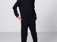 Navy Blue Cotton Thick Fleece-Lined Soft Textured Standard Fit Embroidered Boys' Tracksuit Set - 11249
