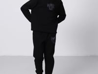 Black Cotton Thick Fleece-Lined Soft Textured Standard Fit Printed Boys' Tracksuit Set - 11253