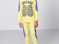 Yellow Cotton Fleece-Lined Soft Textured Standard Fit Printed Girls' Tracksuit Set - 75170