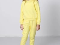 Yellow Cotton Fleece-Lined Soft Textured Oversize Embroidered Girls' Tracksuit Set - 75145