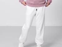 Ecru Cotton-Lined Fleece-Lined Soft Textured Standard Fit Embroidered Girls' Tracksuit Bottom - 75158