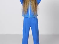 Blue Cotton Fleece-Lined Soft Textured Standard Fit Embroidered Girls' Tracksuit Set - 75161