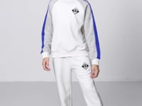 Light Beige Cotton Fleece-Lined Soft Textured Standard Fit Printed Girls' Tracksuit Set - 75165