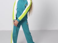 Sea green cotton wool soft woven standard fit printed tracksuit set - 75165