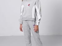 Grey Melange Cotton Fleece-Lined Soft Textured Standard Fit Printed Girls' Tracksuit Set - 75166