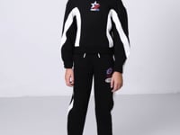 Black Cotton Fleece-Lined Soft Textured Standard Fit Printed Girls' Tracksuit Set - 75166