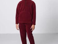 Purple Thick Soft Textured Standard Fit Embroidered Fleece Boys' Tracksuit Set - 11218