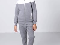 Grey Melange Cotton Thick Fleece-Lined Soft Textured Standard Fit Embroidered Boys' Tracksuit Set - 11240