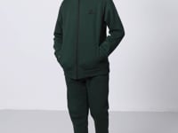 Forest Green Cotton Thick Fleece-Lined Soft Texture Standard Fit Embroidered Boys' Tracksuit Set - 11256