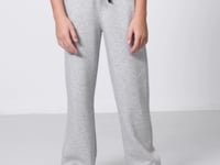 Grey Melange Cotton Fleece-Lined Soft Textured Standard Fit Embroidered Girls' Tracksuit Bottom - 75146