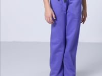 Light Blue Cotton Fleece-Lined Soft Textured Standard Fit Embroidered Girls' Tracksuit Bottom - 75146