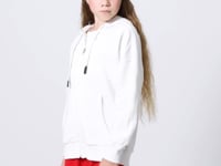 Light Beige Cotton Fleece-Lined Soft Textured Standard Fit Embroidered Girls' Sweatshirt - 75149