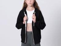 Black Cotton Fleece-Lined Soft Textured Standard Fit Embroidered Girls' Sweatshirt - 75149