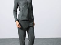 Thick Right Soft Textured Stand Collar Oversize Embroidered Fleece Women's Tracksuit Set -95339
