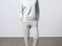 Stone Compact Cotton Thick Smooth Textured O Collar Oversize Fit Women's Tracksuit Set - 95341