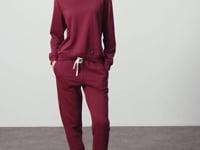 Purple Compact Cotton Thick Smooth Textured O-Collar Oversize Fit Women's Tracksuit Set - 95341