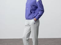 Plato-Stone Compact Cotton Thick Smooth Textured Stand Collar Oversize Fit Women's Tracksuit Set - 95342