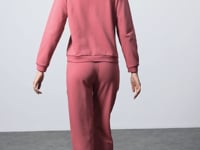 Wild Rose Compact Cotton Thick Smooth Textured Stand Collar Oversize Fit Women's Tracksuit Set - 95342