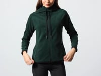 Forest Green Thick Soft Textured Hooded Standard Fit Embroidered Fleece Women's Sweatshirt -97287