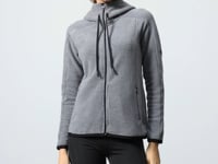 Grey Melange Thick Soft Textured Hooded Standard Fit Embroidered Fleece Women's Sweatshirt -97287