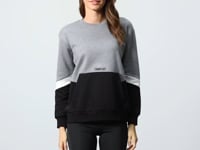 Grey Melange Compact Cotton Thick Smooth Textured O Collar Oversize Fit Women's Sweatshirt - 97289