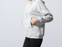 Stone Compact Cotton Thick Smooth Textured Hooded Oversize Fit Women's Sweatshirt - 97291