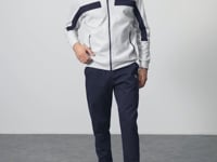 Navy Blue-Green Textured Surface Standard Fit Embroidered Men's Tracksuit Set - 85248