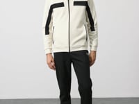 Black-White Textured Surface Standard Fit Embroidered Men's Tracksuit Set - 85248