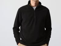 Black Straight Collar Men's Fleece Sweatshirt - 88310