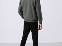 Black Casual O Neck Elastic Cuffed Cotton Men's Oversize Tracksuit Set - 85120