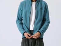 Mint Green Embroidered Lettering Straight Collar Zippered Standard Fit Men's Sweatshirt Fleece - 87992
