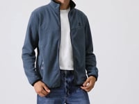 Petrol Blue Embroidered High Collar Zippered Standard Fit Men's Sweatshirt Fleece - 87992