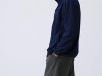 Indigo Blue Embroidered High Collar Zippered Standard Fit Men's Sweatshirt Fleece - 87992