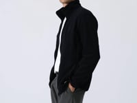 Navy Blue Embroidered Straight Collar Zippered Standard Fit Men's Sweatshirt Fleece - 87992