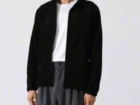 Black Embroidered Straight Collar Zippered Standard Fit Men's Sweatshirt Fleece - 87992