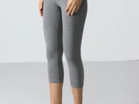 Grey Melange High Waist Slim Fit Tapered Leg Women's Capri Tights - 93097