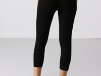 Black high waist slim fit narrow sleeve women capri tights - 93097